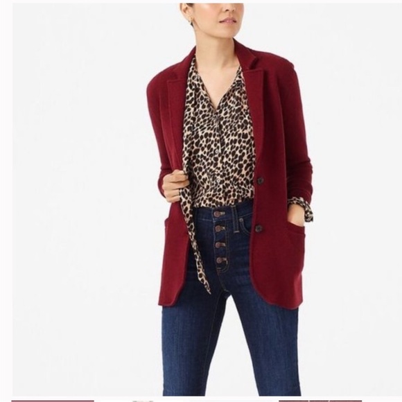 J.Crew Sweater Blazer in Maroon - Picture 1 of 8